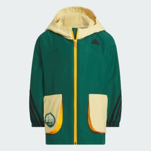 【adidas】 小童長袖微刷風布連帽外套