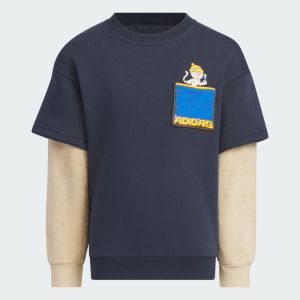【adidas】 小童微刷毛假兩件長袖上衣