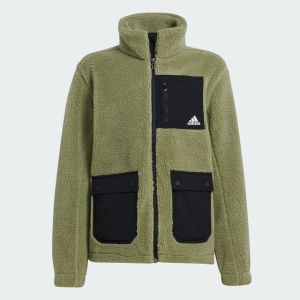 【adidas】 大童長袖立領羊羔絨外套